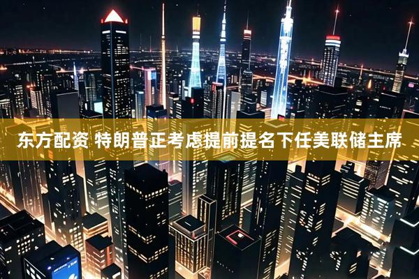 东方配资 特朗普正考虑提前提名下任美联储主席