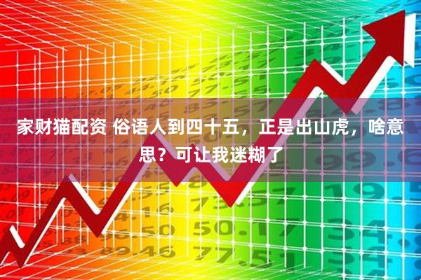 家财猫配资 俗语人到四十五，正是出山虎，啥意思？可让我迷糊了